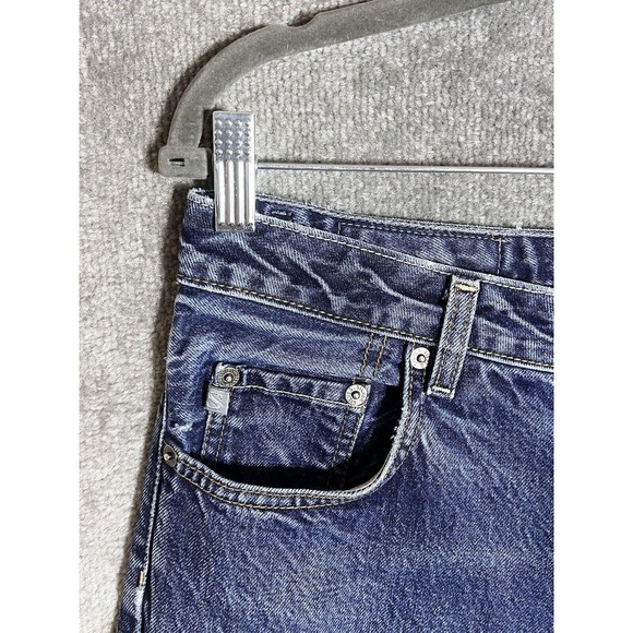 Vintage Silver Button Fly Distressed Bootcut Jeans Mens Size 32x28 Blue Denim - Picture 6 of 16
